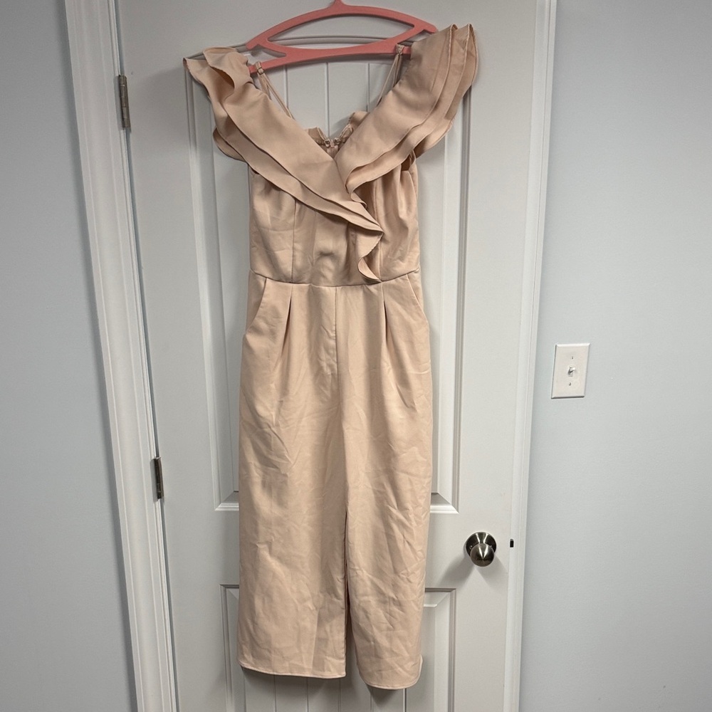 Main Strip Off-Shoulder Blush Jumpsuit